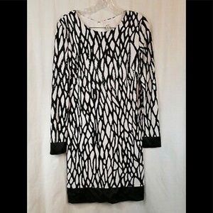 Cache Black White Sequins Sheath Dress